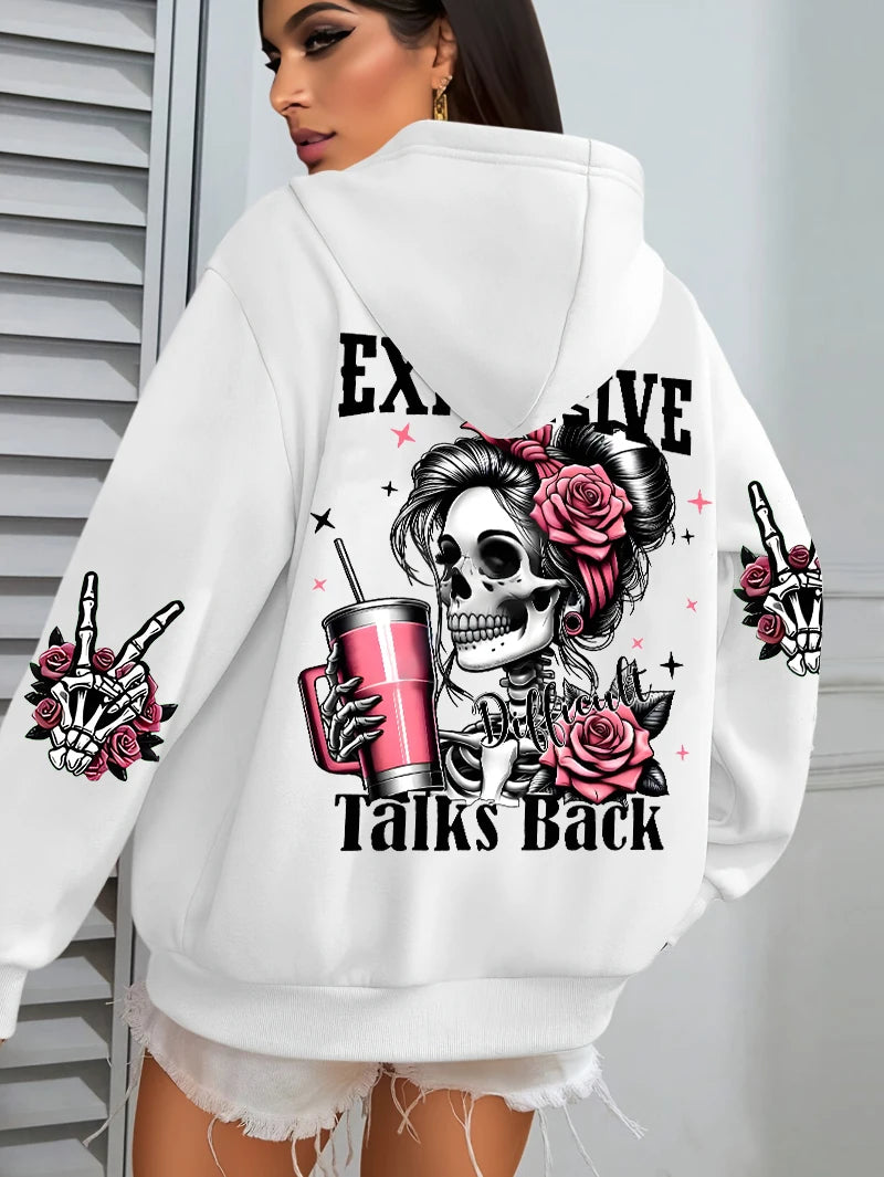 Skeleton Talks Back Graphic Hoodie