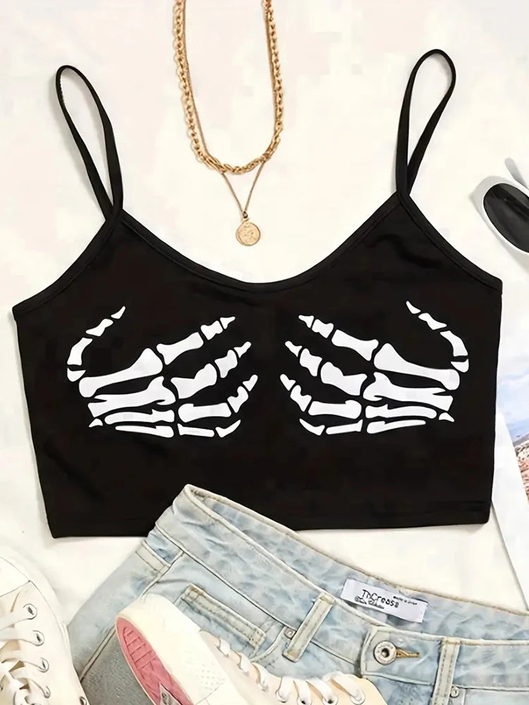Skeleton Hands Crop Cami Top