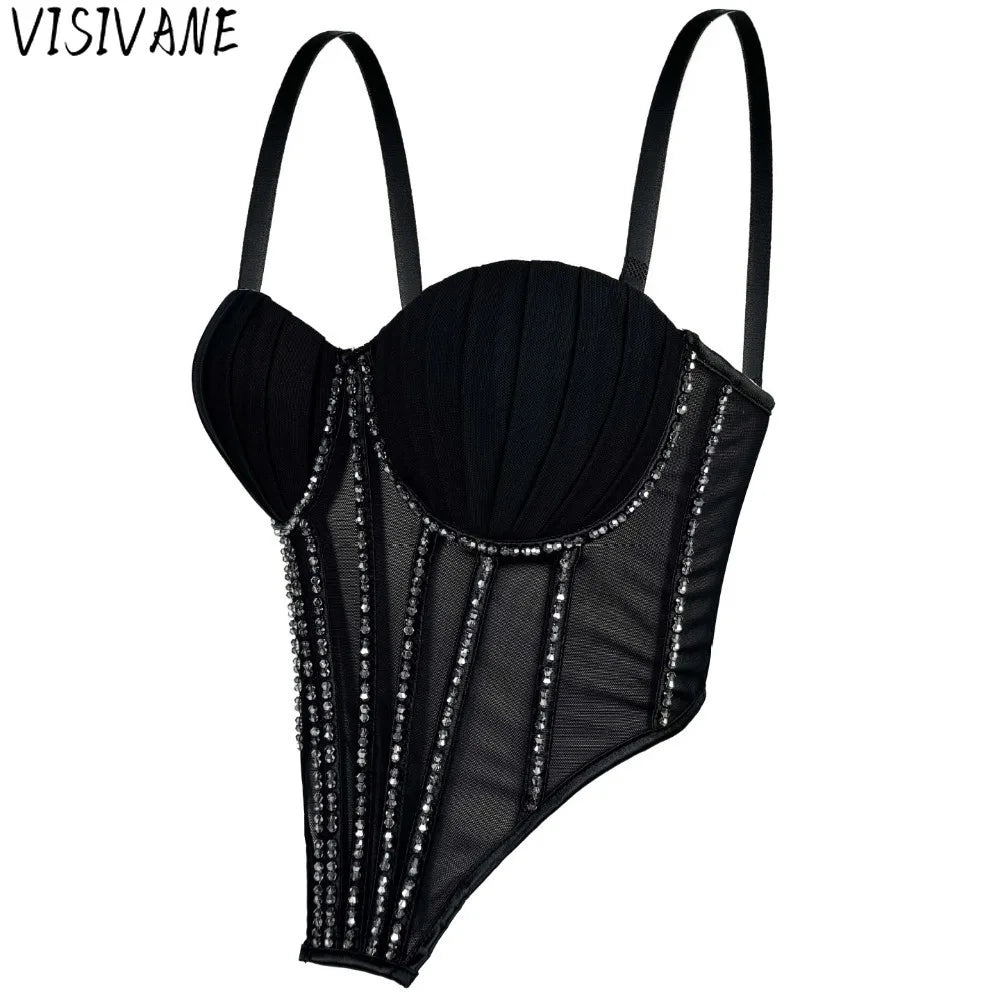 Rhinestone Corset Bodysuit