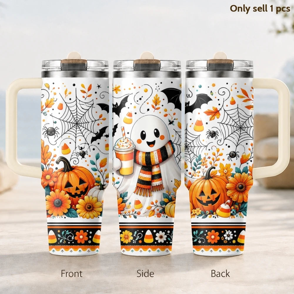 40oz Spooky Halloween Insulated Tumbler with Handle & Straw
