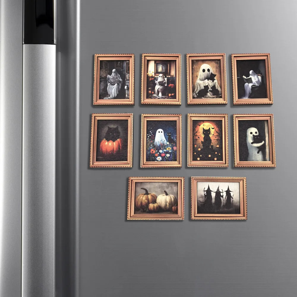 Haunted Mini Portrait Magnets | Vintage Halloween Decor