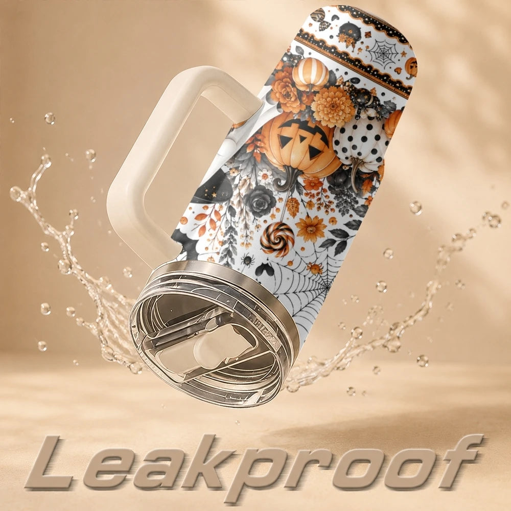 40oz Spooky Halloween Insulated Tumbler with Handle & Straw