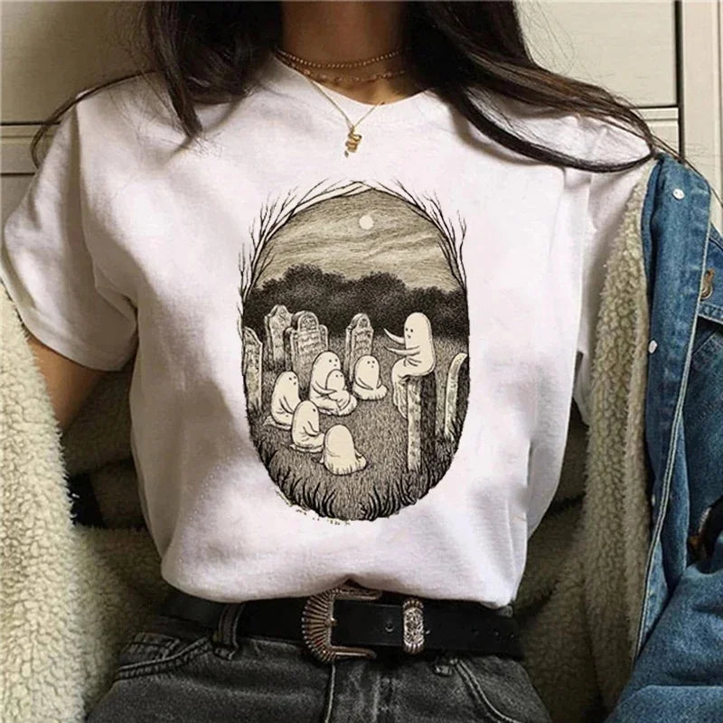 Vintage Gothic Ghost & Oddities Graphic T-Shirt