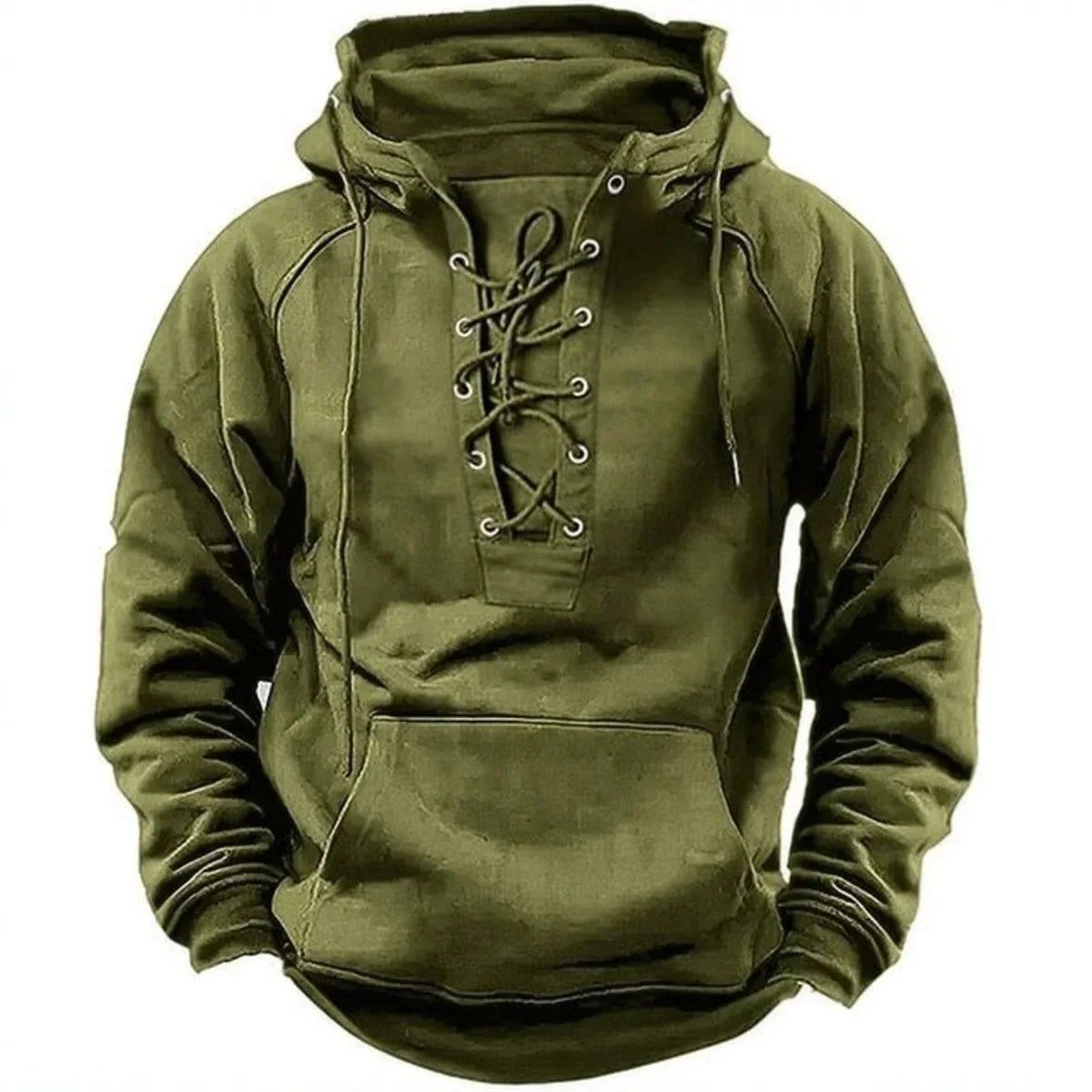 Vintage Lace-Up Pullover Hoodie