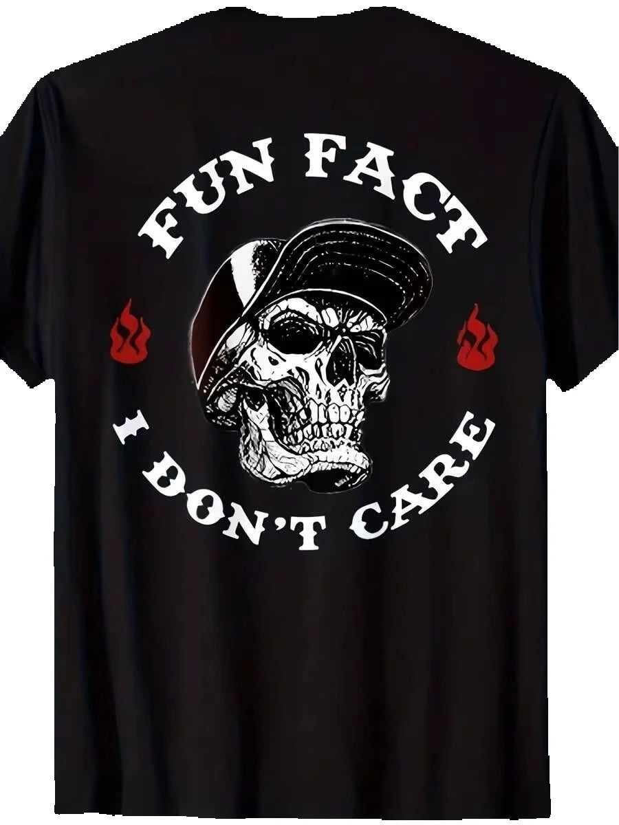 Fun Fact I Don’t Care Skull Graphic T-Shirt