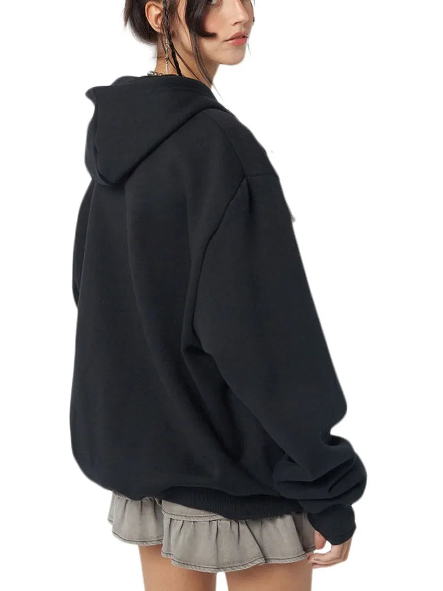 Oversized Skeleton Ribcage Zip-Up Hoodie