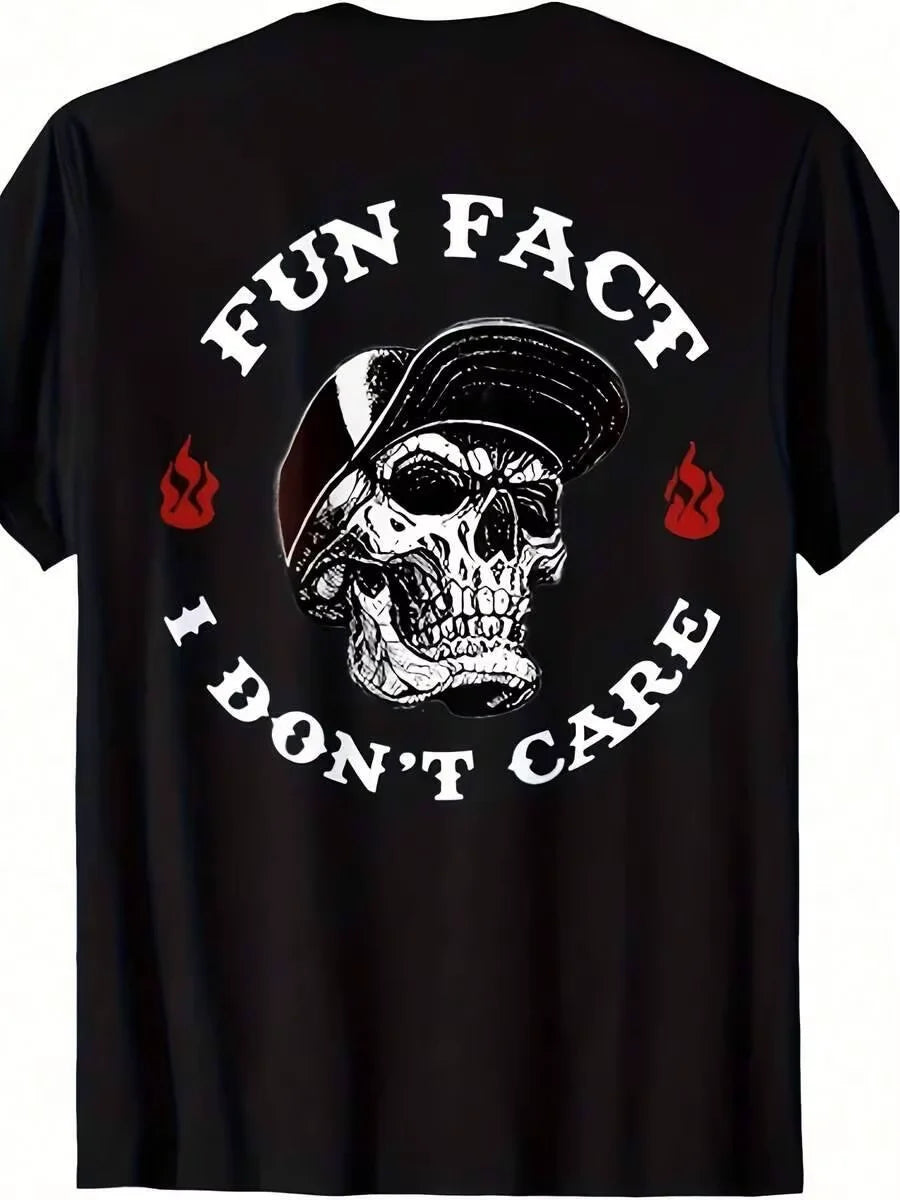 Fun Fact I Don’t Care Skull Graphic T-Shirt