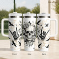 40oz Gothic Skull & Raven Insulated Tumbler with Handle