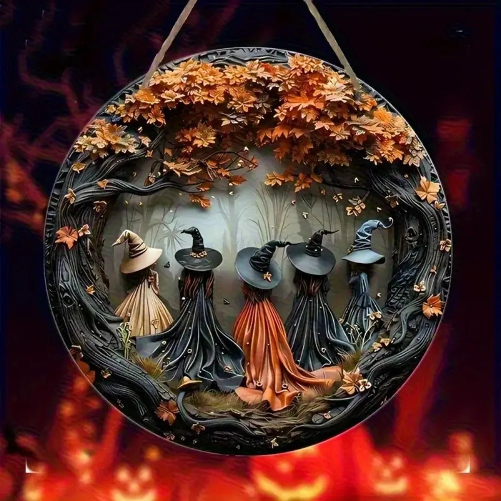 Autumn Witches Hanging Sign | Gothic Witch Wall Decor