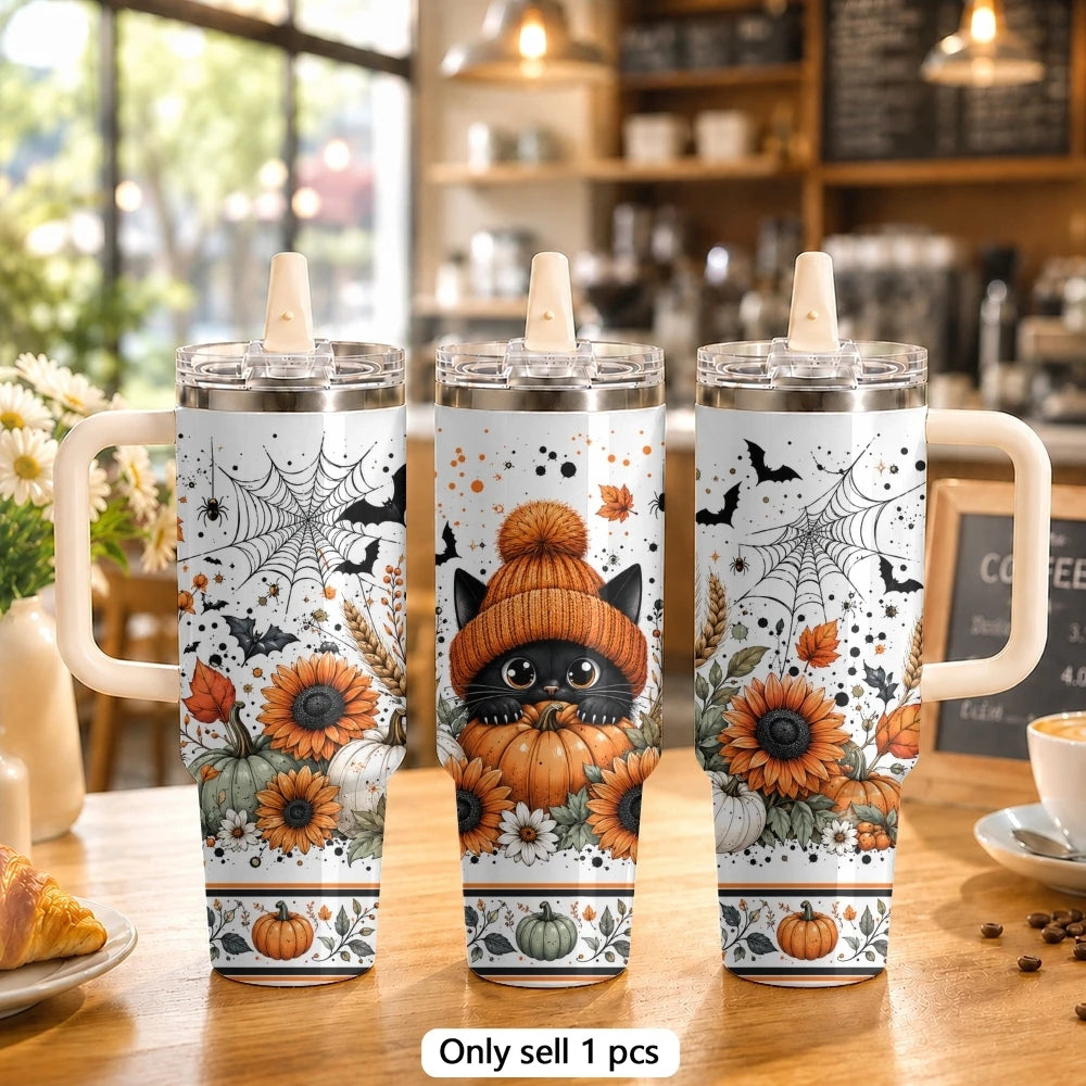 40oz Spooky Halloween Insulated Tumbler with Handle & Straw
